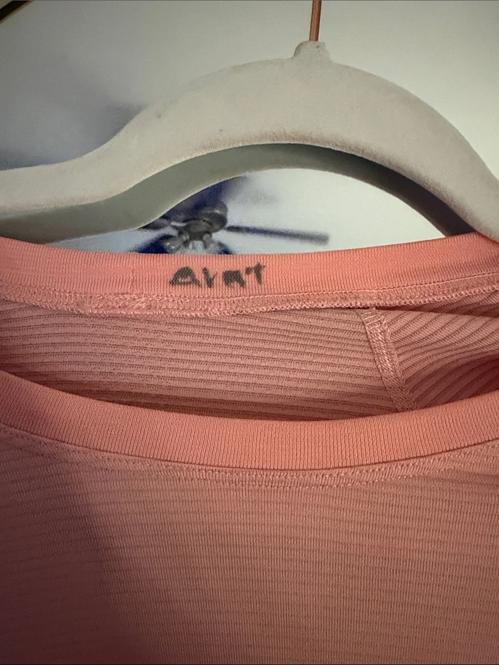 Lululemon has stains Atmosphere Peach-Pink Short Sleeve Crewneck Tee